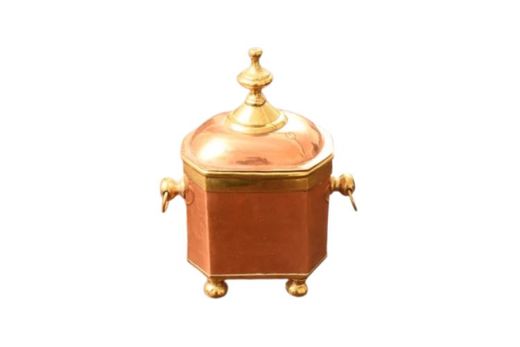 Copper and Brass Lidded Tea Caddy