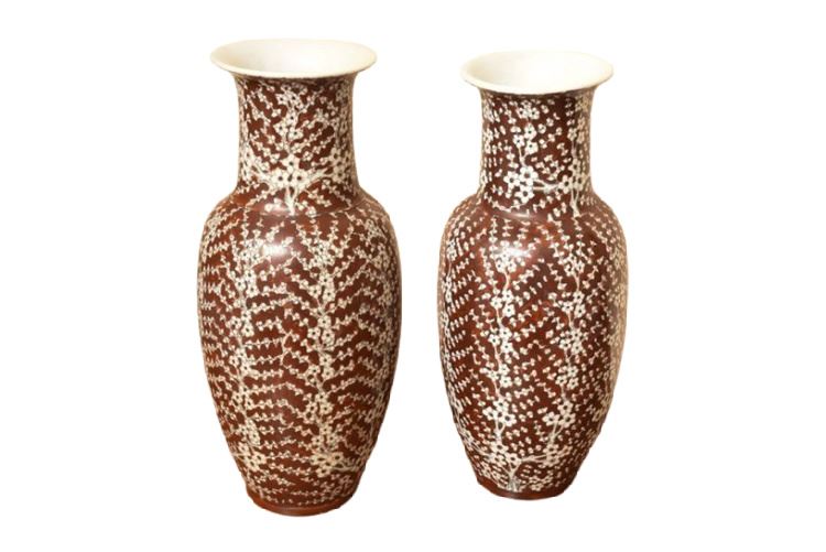 Pair HAND PAINTED CANTON WARE Vases