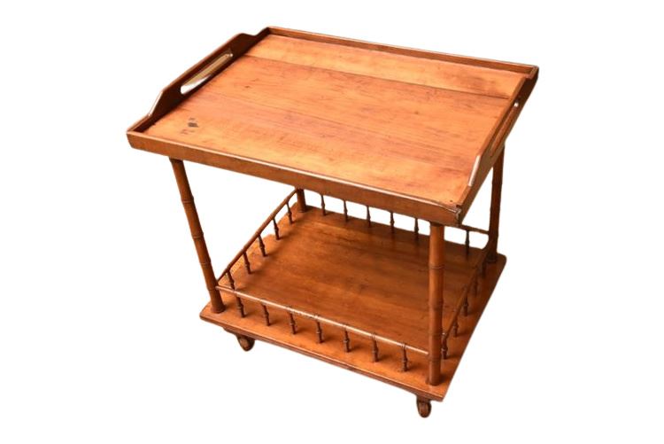English mahogany rolling tea cart C1880-1890. (see description)