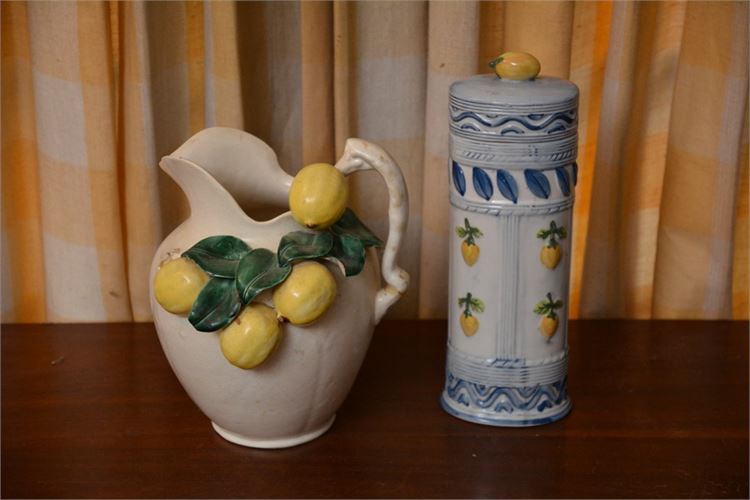Two (2) Lemon Themed Decorative Objects