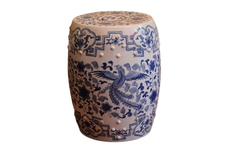 Blue and White Asian Garden Seat