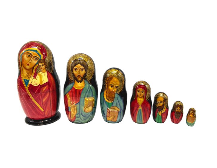 Russian Orthodox Style Nesting Dolls, Signed 7-Pc