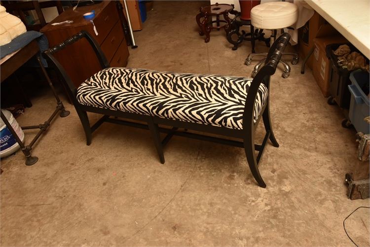 Zebra Pattern Upholstered Bench