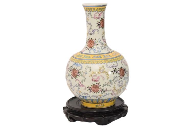Asian Porcelain Vase With Stand