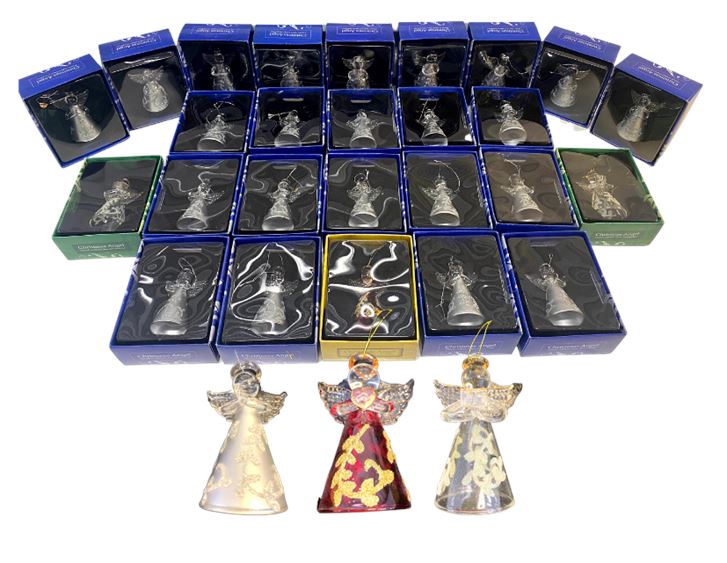 Group Vintage Hand-crafted Glass Angel Ornaments, 26-Pc