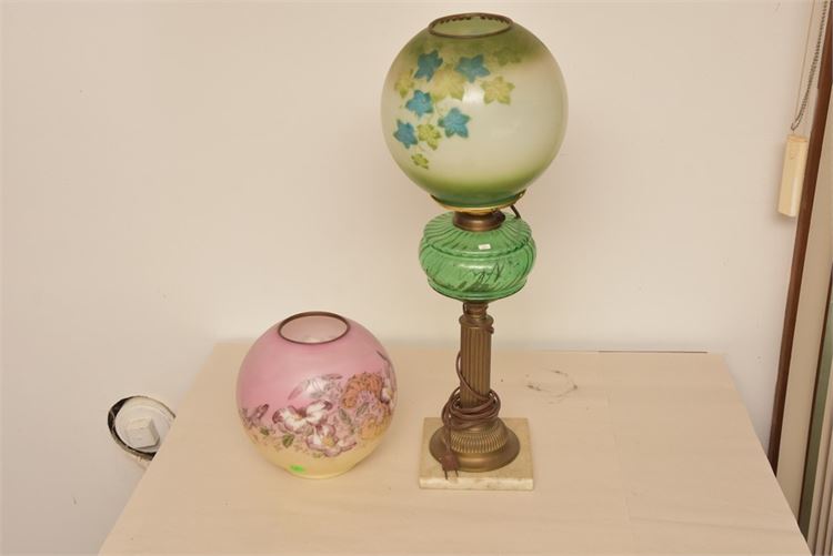 Oil Lamp and Glass Shade
