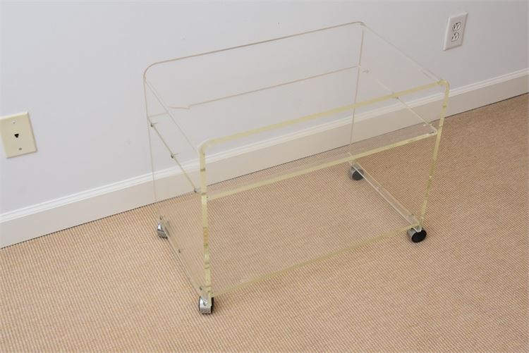 Lucite Table On Wheel