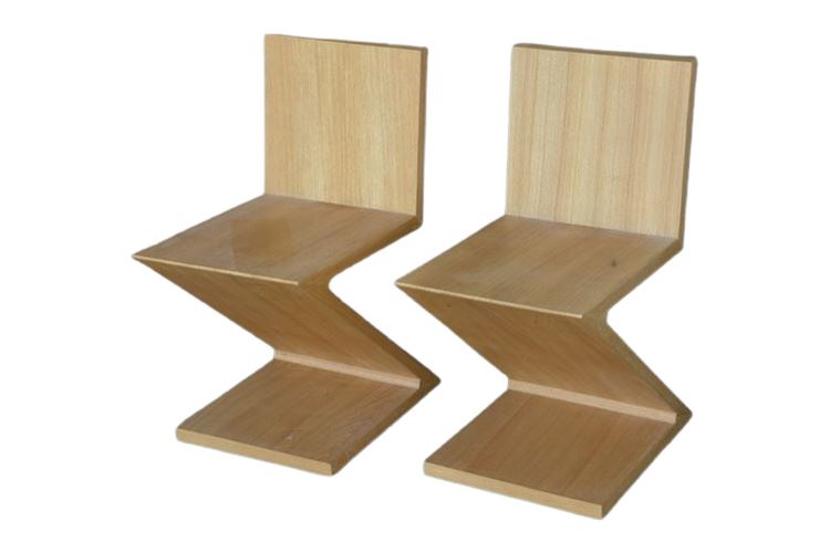 Pair Zig-Zag Chairs designed by Gerrit Rietveld
