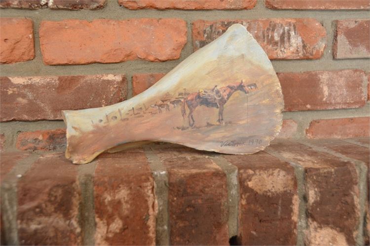 Bone Painted With Western Scene