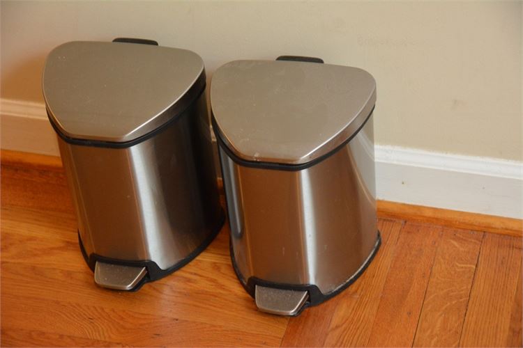 Two (2) Stainless Steel Trashcans