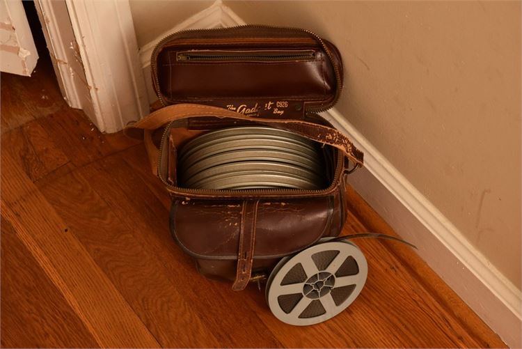 Movie Reels and Leather Carrying Case