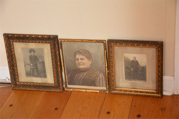 Three (3) Vintage Framed Portraits