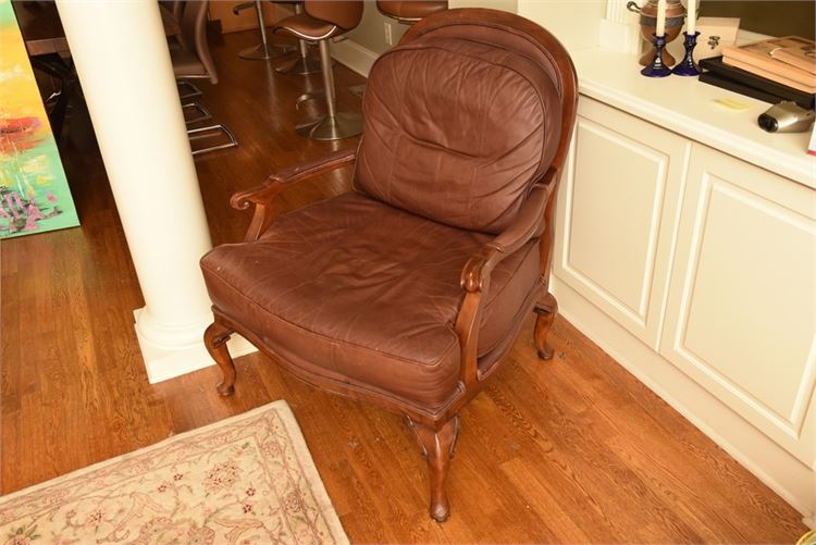 Leather Upholstered Open Armchair