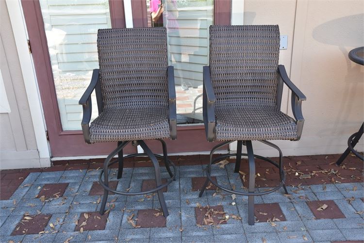 Pair  Outdoor Woven Stools
