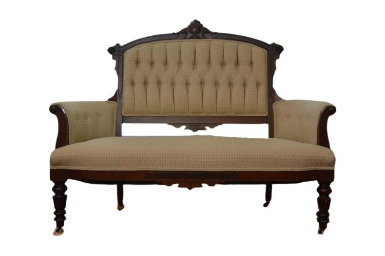 Antique Tufted and Upholstered Settee