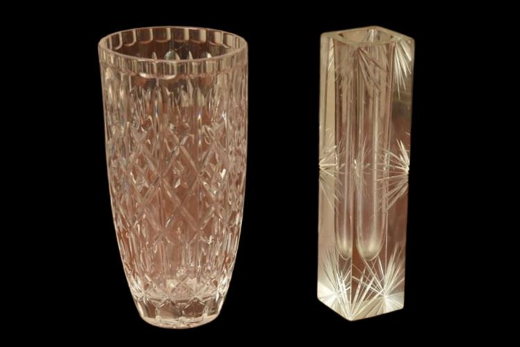 Vintage Murano Sommerso Block Vase & Royal Gallery Of Crystal Vase