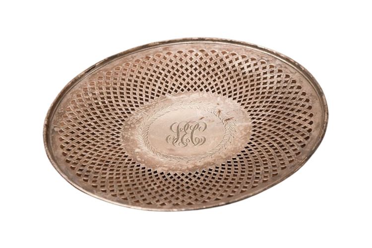Sterling Silver Monogramed Perforated Plate