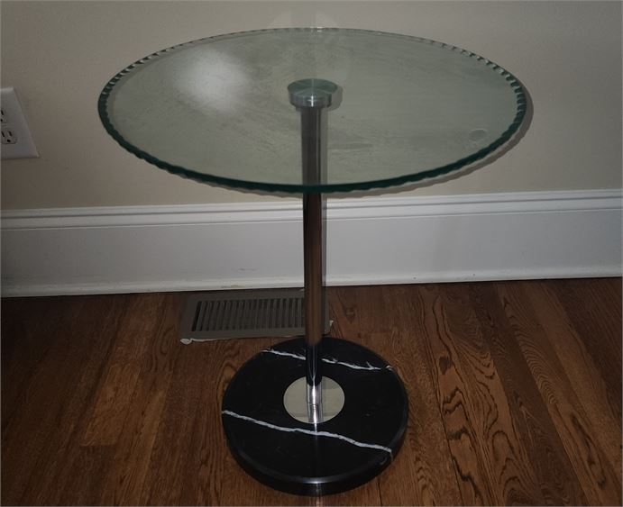 Glass and Marble Pedestal Stand