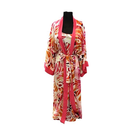 Josie NATORI Couture Floral Silk Robe & Gown, 2 Pc