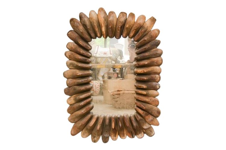 Unique Wooden Shoe Form Wall Mirror