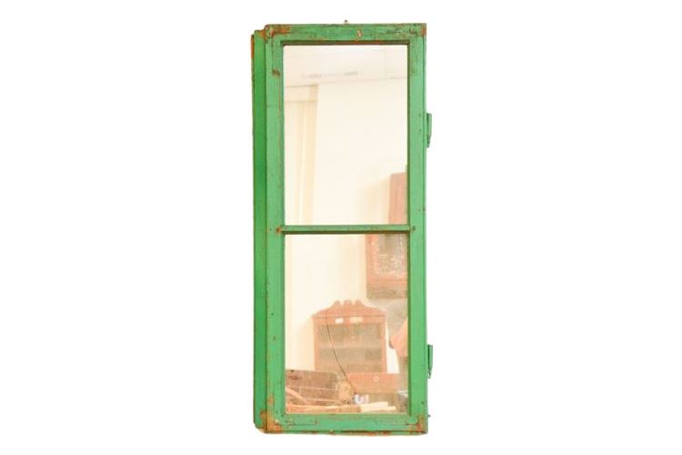 Vintage Green Painted Door Mounted as Mirror