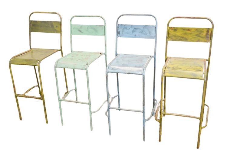Four (4) Painted Metal Stools