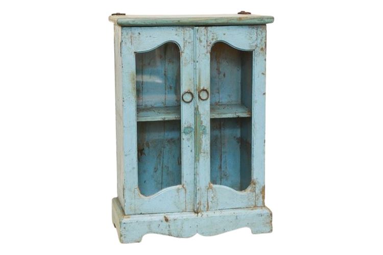 Blue Painted Table Top Cabinet