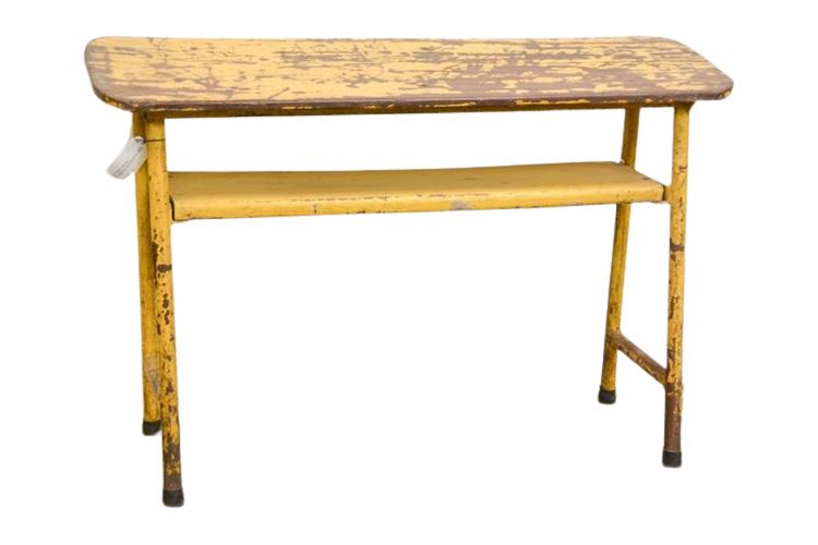 Yellow Metal Wood Top  Work Table