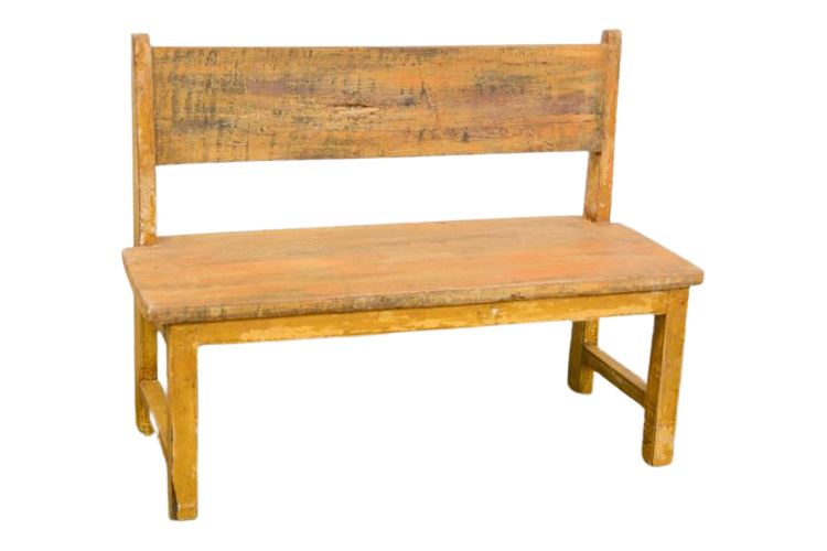 Vintage Yellow Painted Bench