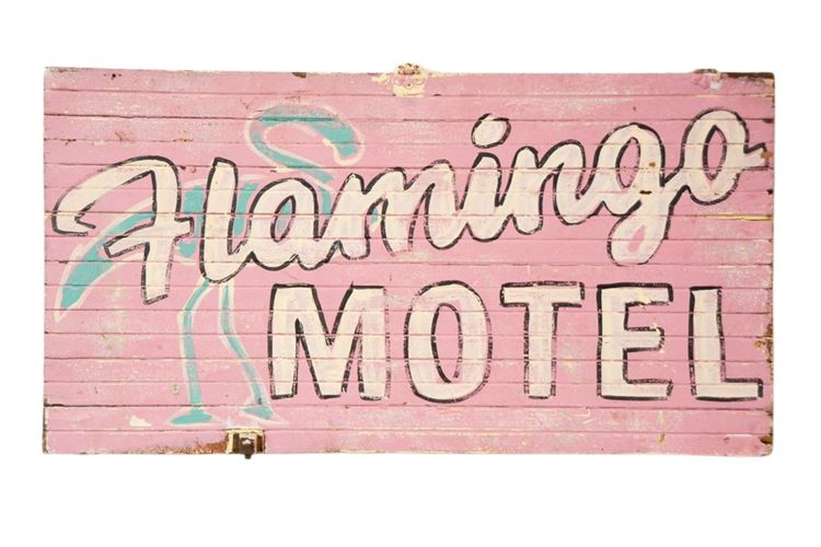 Vintage Painted Flamingo Motel Sign