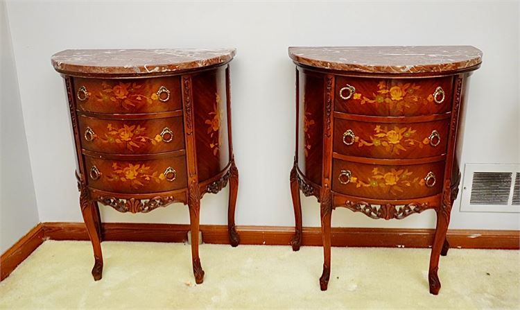 Pair Marble Top French Side Tables