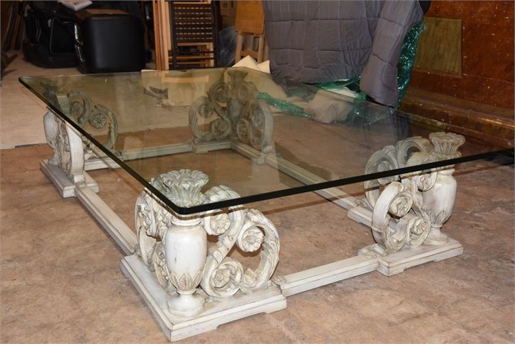Classical Style Glass Top Coffee Table