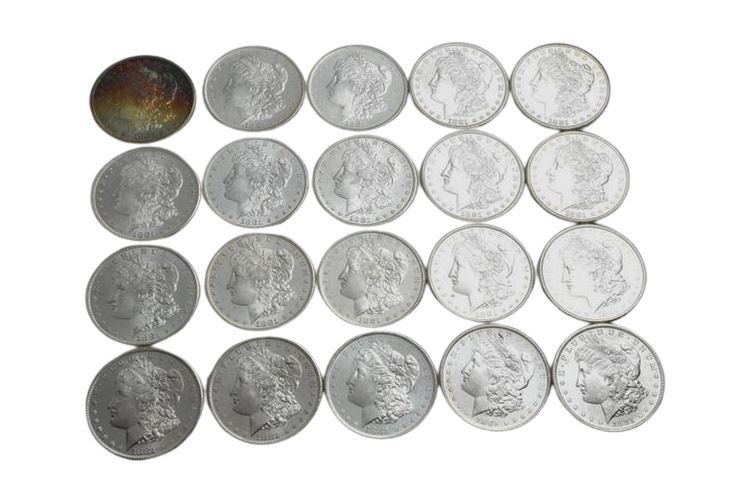 Twenty (20) 1881 Morgan Silver Dollars