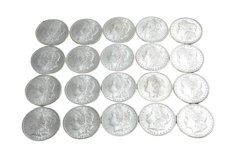 Twenty (20) 1882 US Silver Dollars