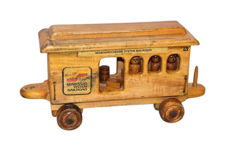 Vintage Wooden Toy Train Car