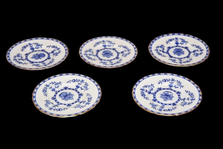 Five (5) Blue and White Porcelain Plates