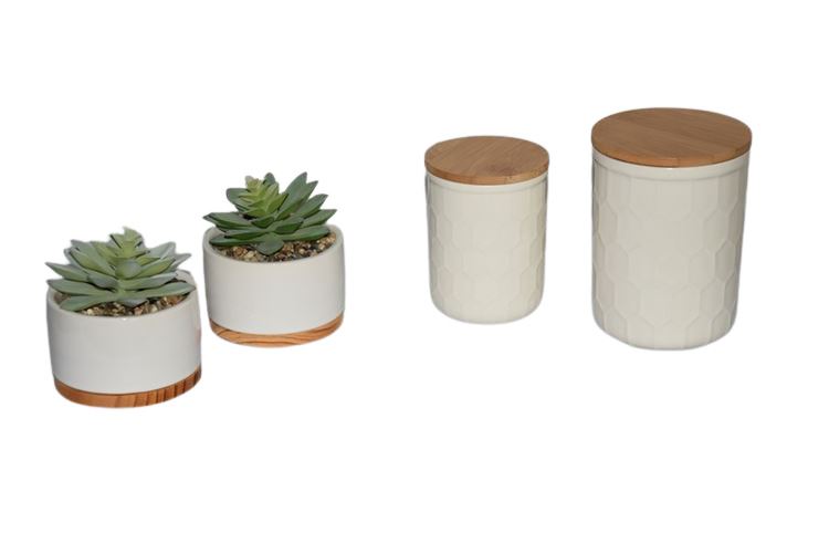 Lidded Jars and Faux Plants