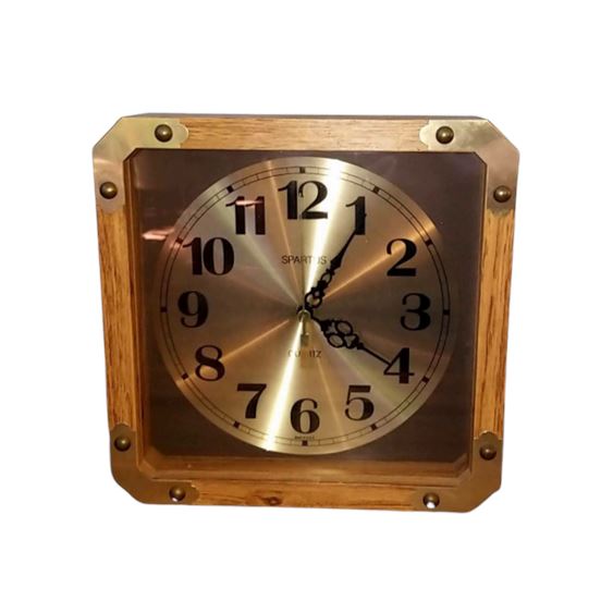 Waltham Spartus Quartz Wood & Brass Standing Clock