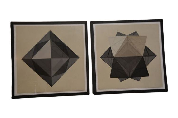 Pair Framed Geometric Artworks