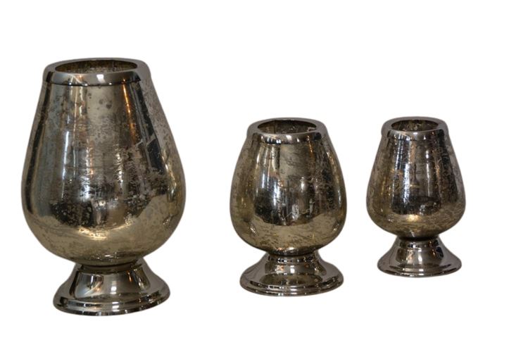 Three (3) Mercury Glass Vases