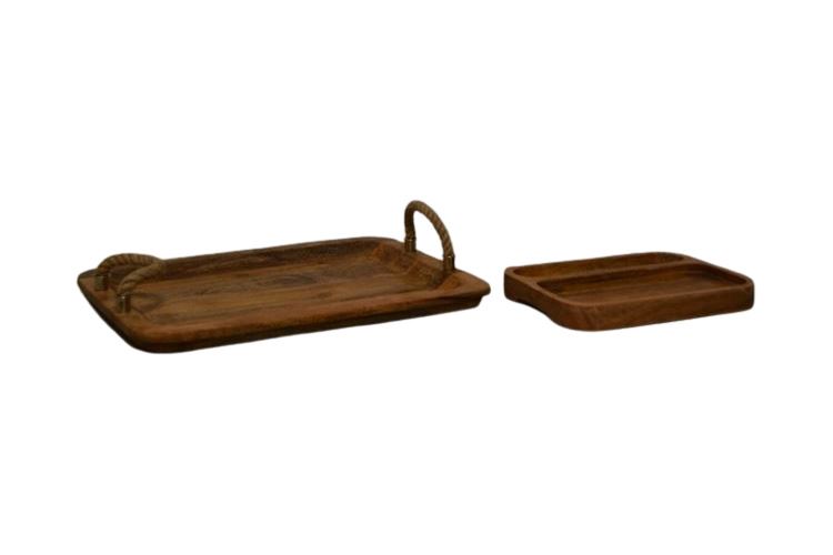 Two (2) Wooden Trays