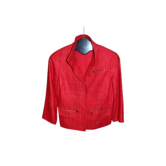 Carlisle Red Woven Silk Jacket, Sz 6