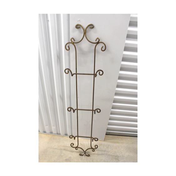 Gold Painted Wrought Iron 3 Plate Wall Rack, c. 1990s