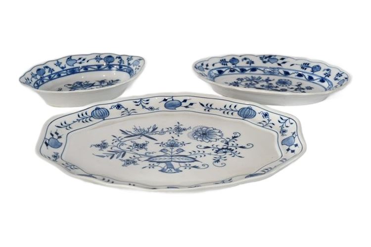 Three (3) Blue and White Meissen Dishes