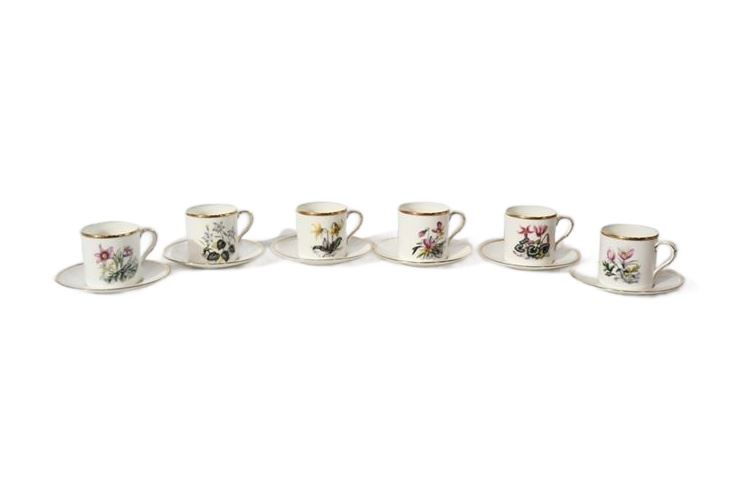 Six (6) Royal Worcester Tea Cups with Saucers