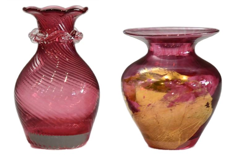 Two (2) Vintage Art Glass Vases