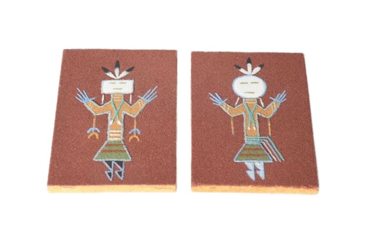Pair Native American Sand Art Pictures
