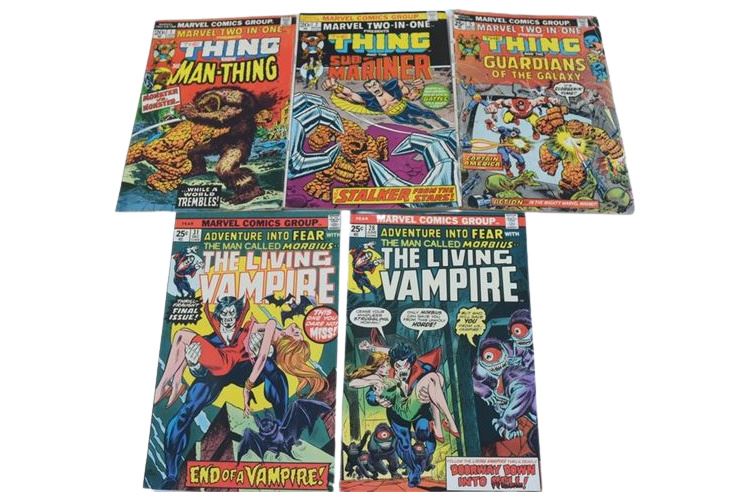 1974 MARVEL TWO-IN-ONE # 1, 2, 5, 1974 THE LIVING VAMPIRE # 28, 31,