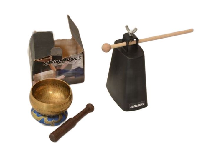 Tibetan Singing Bowl and Cow Bell