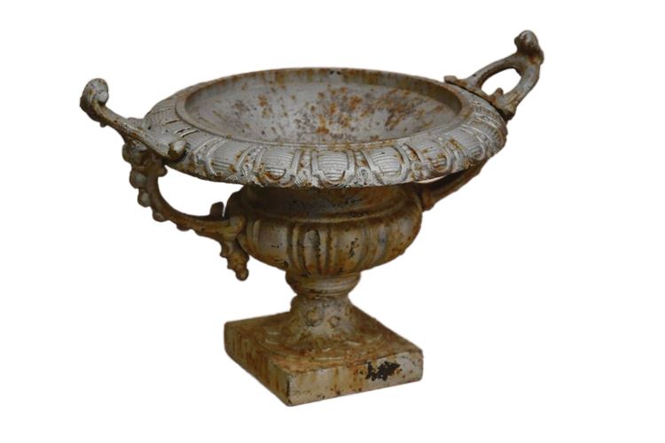 French Style Neoclassical Weathered Iron Garden Urn Planter